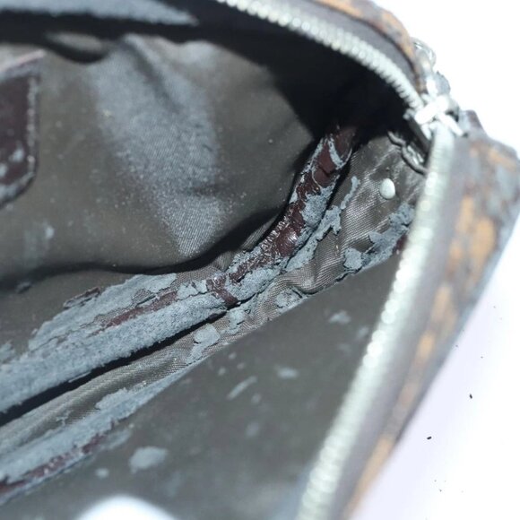 Christian Dior Trotter Canvas Trotter Romantic Pouch PVC Brown Silver Auth 93042 - Picture 12 of 15